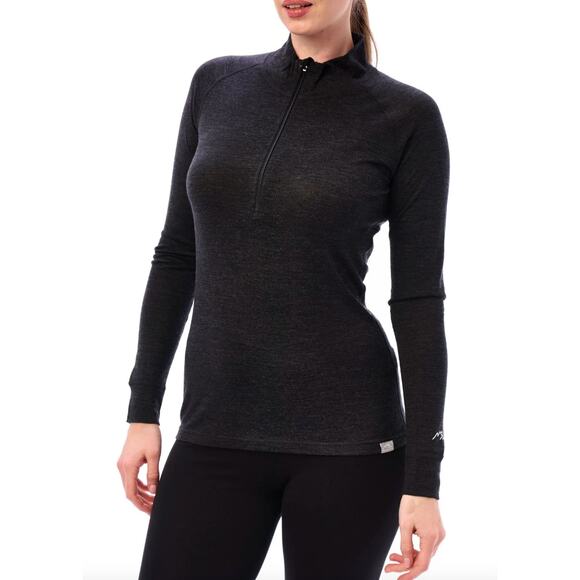 Merino Tech Half Zip Base Layer Top Gray XL 100% Superfine Merino Wool - Picture 1 of 6